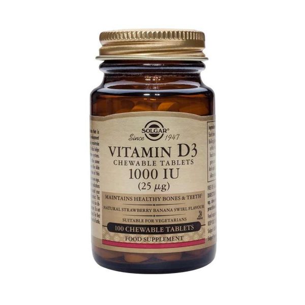 Vitamina D3 1000 UI 25 mcg Solgar 100 Compresse Masticabili