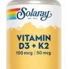 Βιταμίνη D3 & K2 120 Κάψουλες Solaray