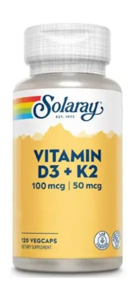 Βιταμίνη D3 & K2 120 Κάψουλες Solaray