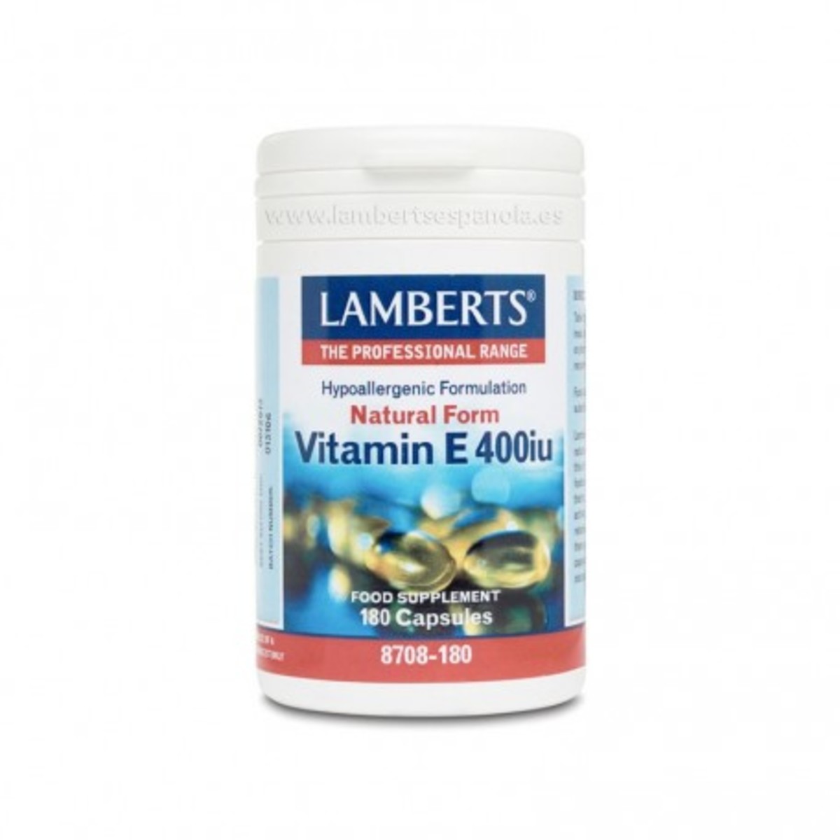 Vitamina E Natural 400 UI 180 Cápsulas Lamberts