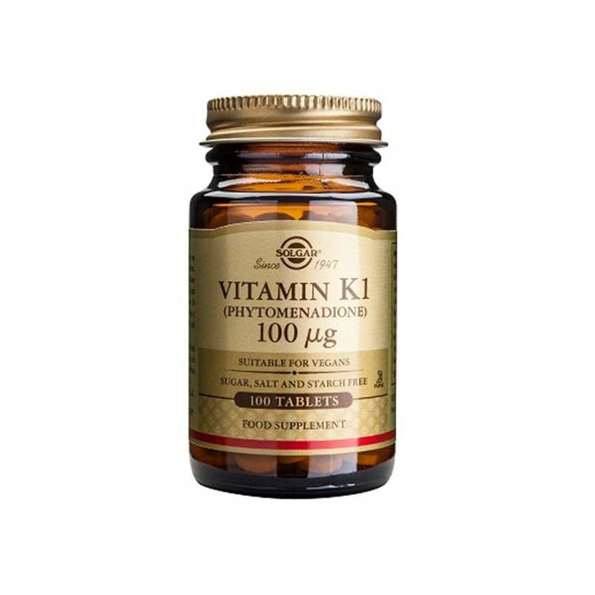 Vitamina K Natural 100 mcg Solgar 100 Comprimidos
