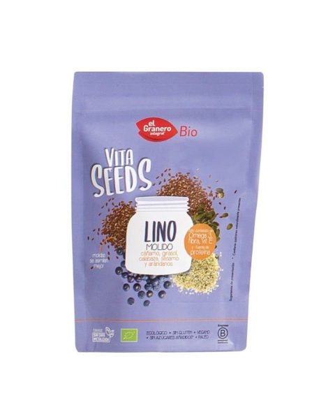 Vitaseeds Lin Moulû, Tournesol, Sésame, Courge et Myrtilles Bio – Le Grenier Intégral – 300g