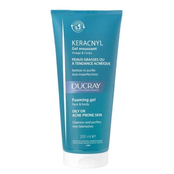 Ducray Keracnyl schuimend reinigingsgel voor vette en acne-gevoelige huid 200 ml