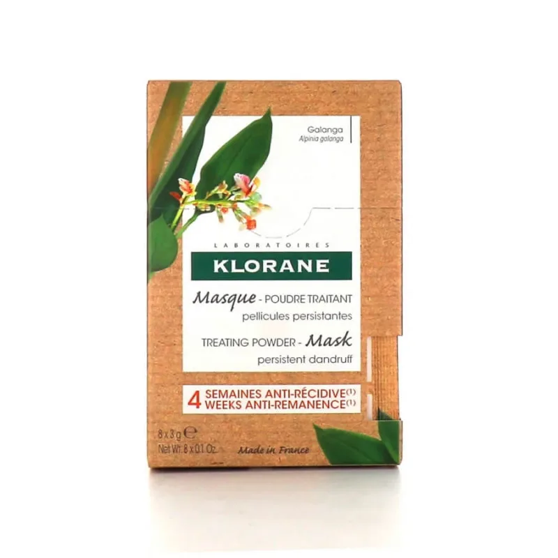 Klorane Maschera in Polvere alla Galanga Anti-forfora 8 Bustine da 3 g