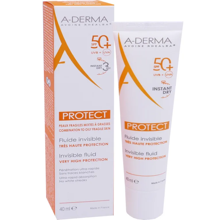 A-Derma Protect Fluido Invisible SPF 50+ gezichts zonnebrandcrème 40 ml