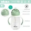 Tazza per bambini BÉABA con cannuccia, verde salvia, 300 ml