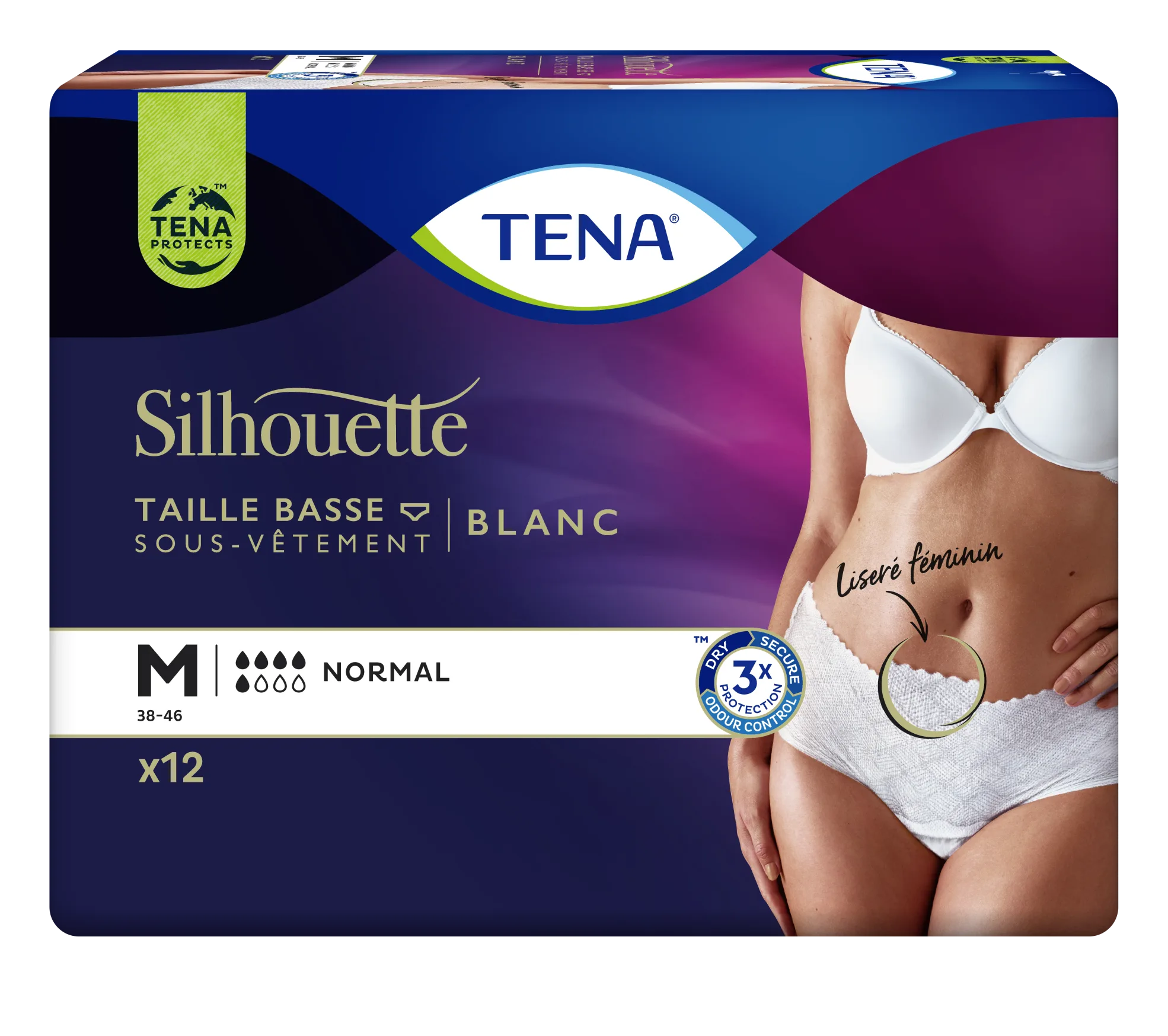 TENA Silhouette biała majtka z niskim stanem rozmiar M paczka 12 sztuk