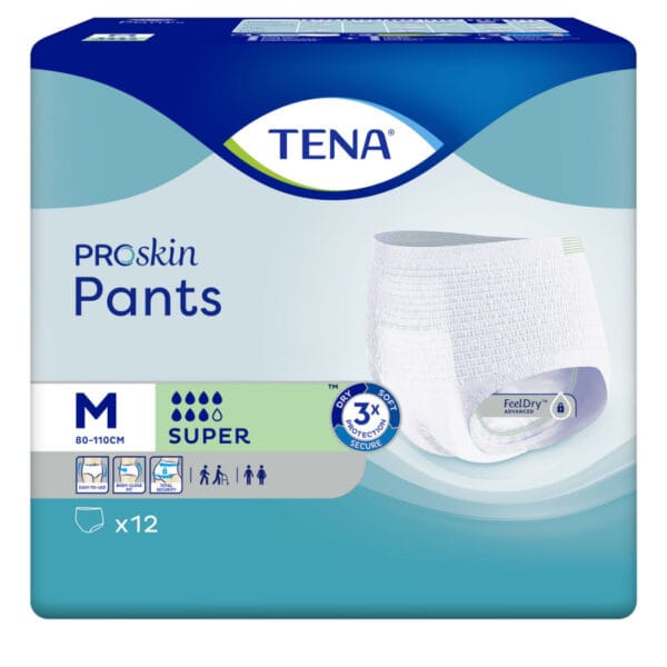 TENA Pants Super mittlere Größe, Einwegwindel für Inkontinenz, 12 Stück