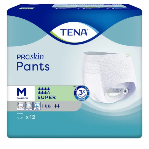 TENA Pants Super taille moyenne, couche jetable pour incontinence, 12 unités