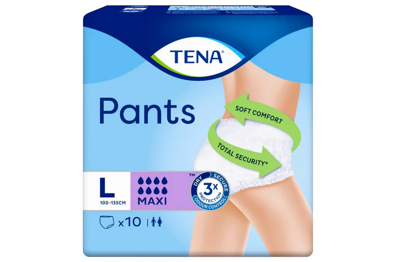 TENA Pants Maxi tamanho grande, calça absorvente descartável adulto, 10 unidades