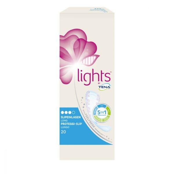 TENA Lights Sensitive Long Liner protetores diários longos para perdas leves 20 unidades
