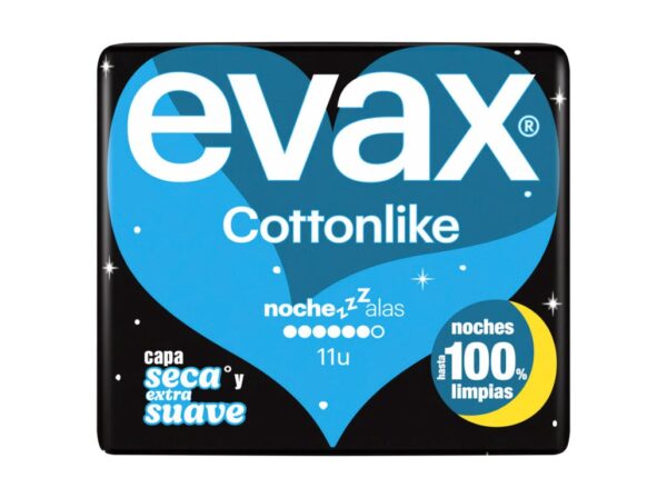 Evax Cottonlike Nacht Kompressen mit Flügeln, Paket von 11 Einheiten