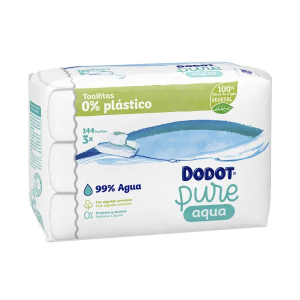 Lenços Dodot Aqua Plastic Free bebê 3×48 uds (144 lenços)