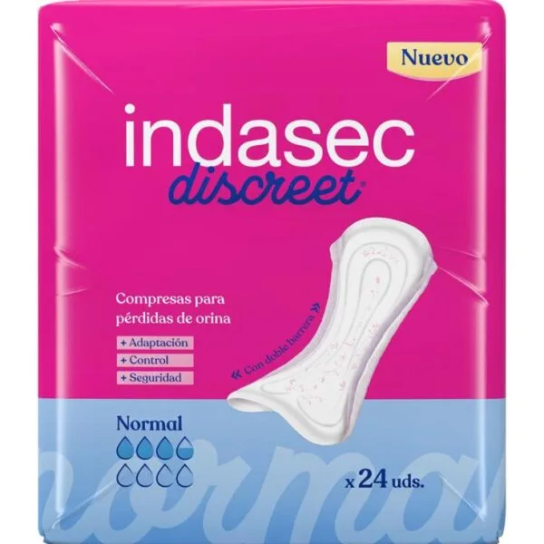 Kompressen für leichte Inkontinenz Indasec Discreet Normal, Packung 24 Stück