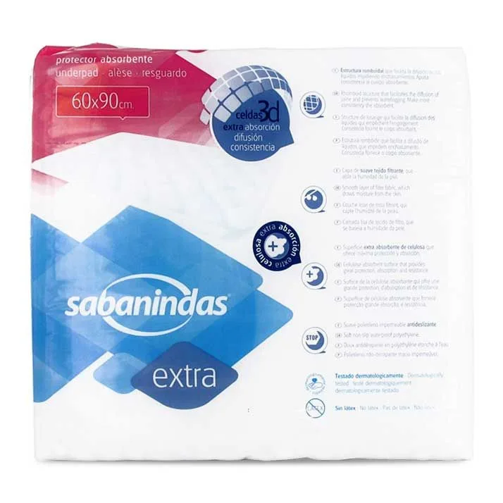 Sabanindas Extra protetor absorvente descartável maxi 60×90 cm, 20 unidades