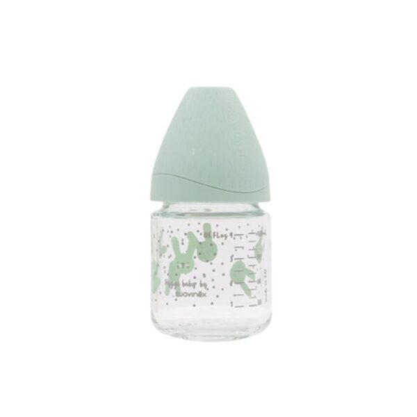 Suavinex biberon di vetro con fodera di silicone Wonderland beige 120 ml
