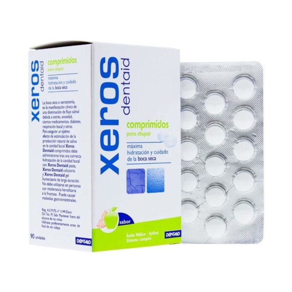 Xeros Dentaid orale tabletten voor een droge mond, verpakking met 90 eenheden