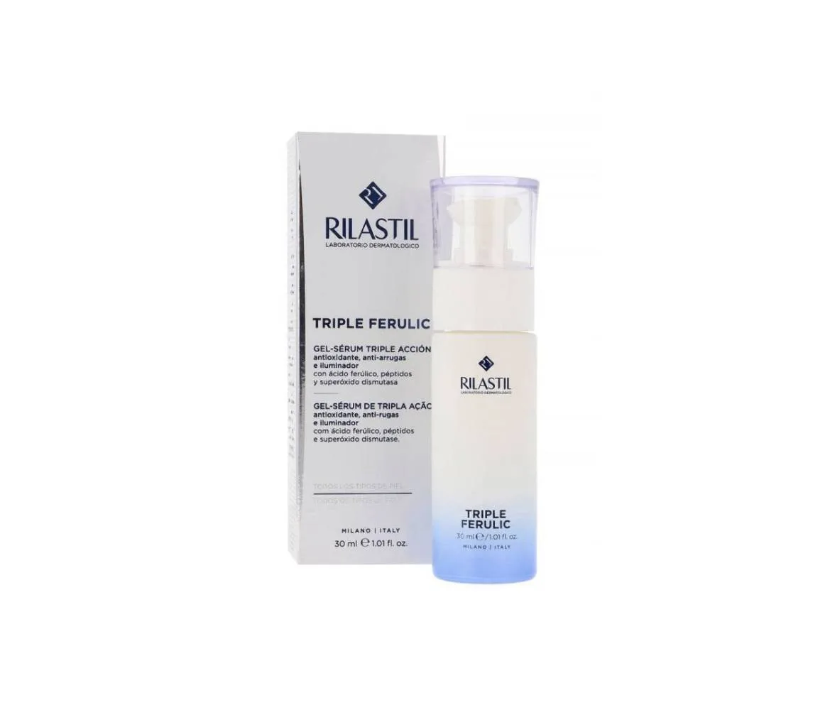 Rilastil Triple Ferulic Gel-Serum für das Gesicht, antioxidativ und anti-Alterung, 30 ml