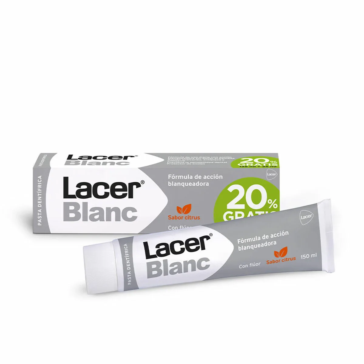 Lacer Blanc Plus Zahncreme aufhellend d‑Citrus tägliche Anwendung 125 ml