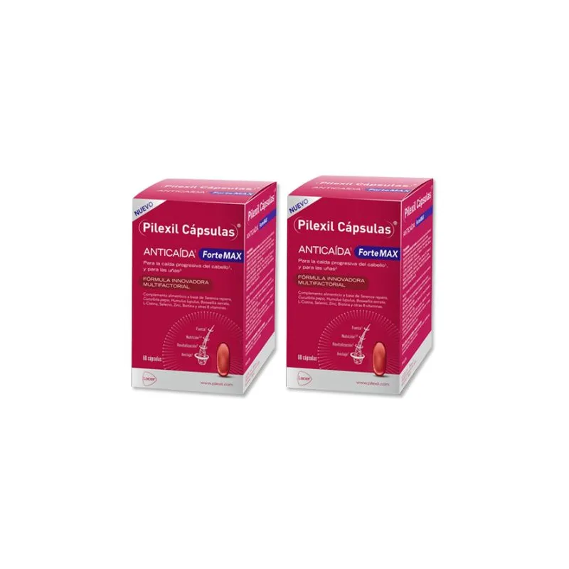 Pilexil Anticaída Forte Max Duplo complemento alimenticio 2×60 cápsulas