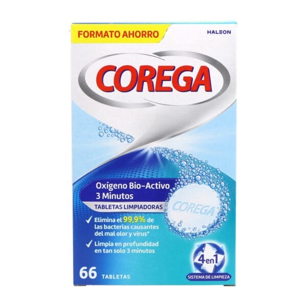 Corega Detergente per protesi dentali all'ossigeno bioattivo, 66 compresse effervescenti