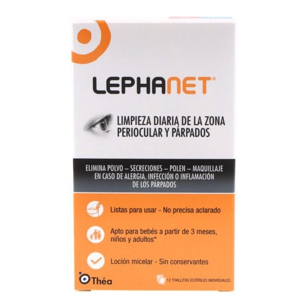 Lephanet toallitas oculares estériles, higiene de ojos y párpados, 12 unidades