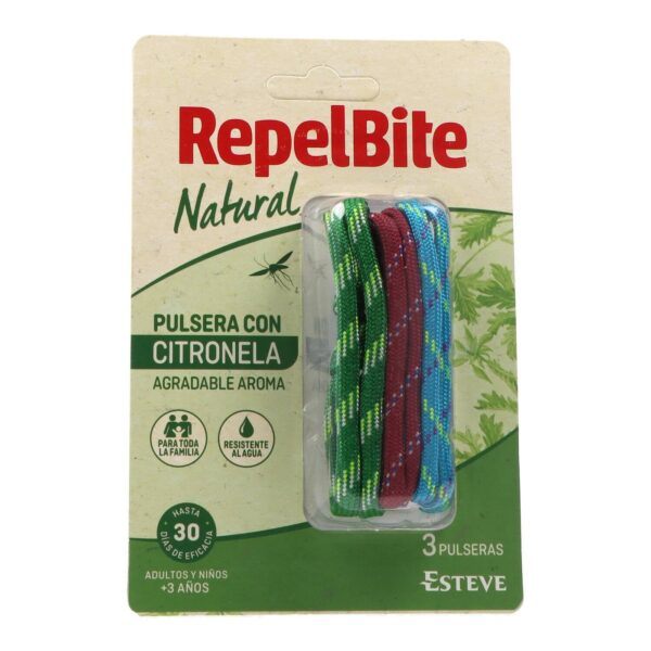 Repel Bite Natural pulseras antimosquitos de cuerda con citronela, pack 3 unidades