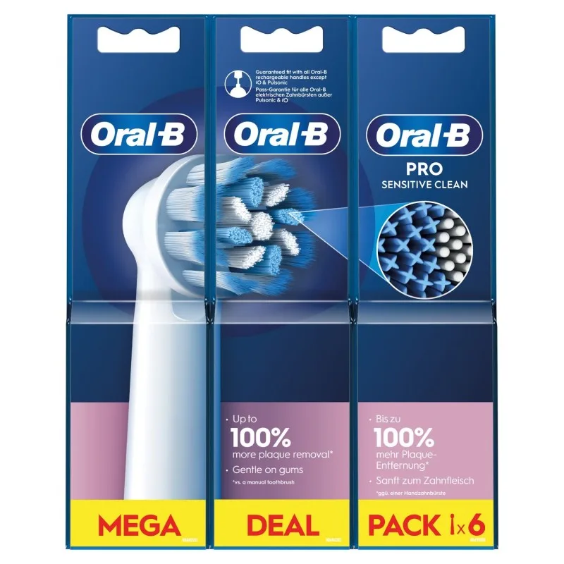 Oral-B Reservekoppen Elektrische Tandenborstel Sensitive Clean, Pack 6 Koppen (2+2+2)