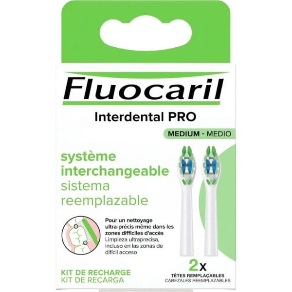 Fluocaril Interdental PRO Medium ersättningshuvuden för elektrisk interdentalborste 2 enheter