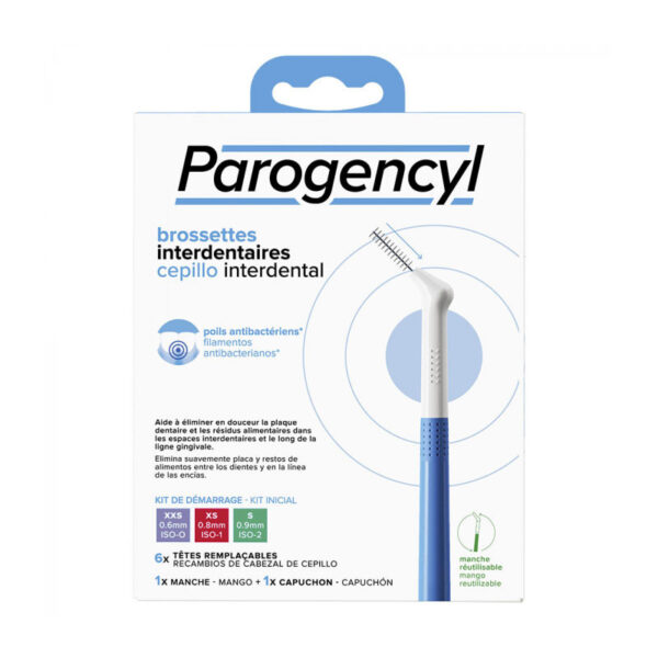 Parogencyl spazzolino interdentale kit di avvio con manico + 6 ricambi