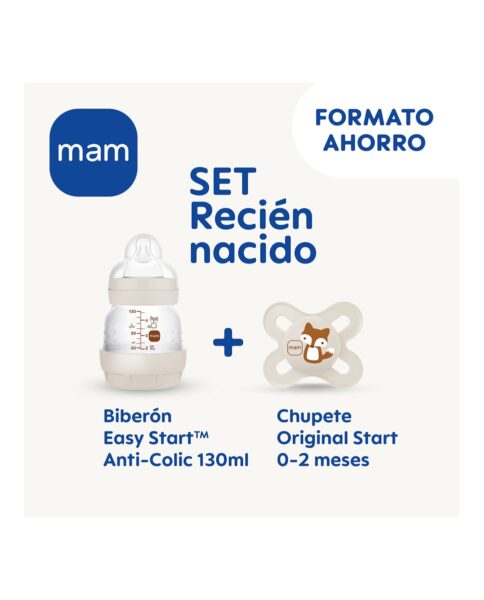 MAM Anti-Koliken-Flasche 130 ml + Schnuller Start 0-2 Monate