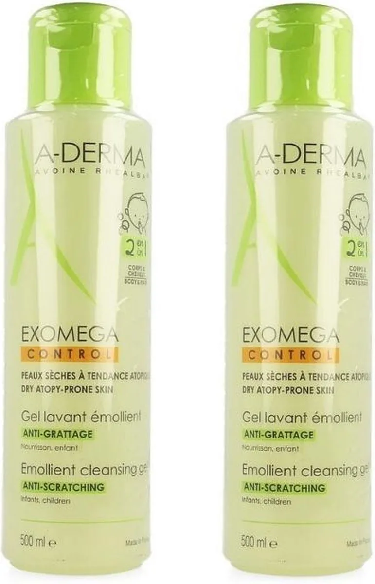 A-DERMA Duplo Exomega Gel Limpeza 2 em 1 2 x 500 ml