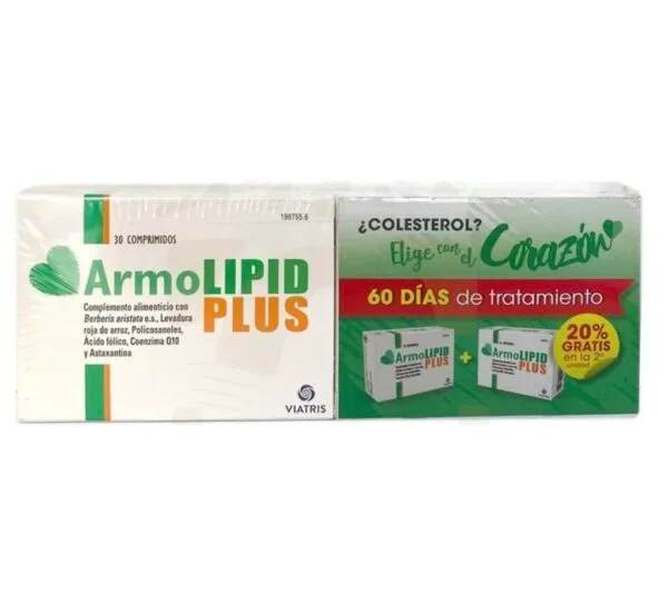Armolipid Plus Duplo 2×30 tabletten voedingssupplement voor cholesterol en triglyceriden