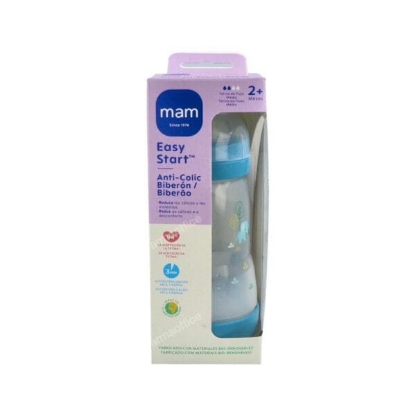 Biberón anticólico MAM Easy Start 260 ml tetina flujo medio +2 meses