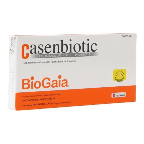 Casenbiotic smak citron kosttillskott 10 tuggbara tabletter