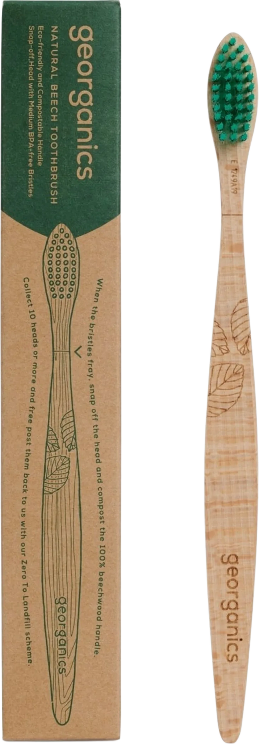 Brosse à dents en bois de hêtre dureté moyenne Georganics
