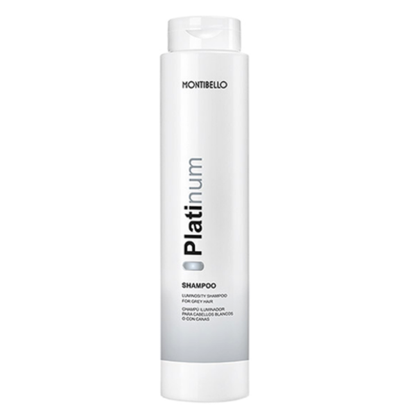 Shampooing illuminateur anti-jaune Montibello Platinum pour cheveux blancs et gris 300 ml