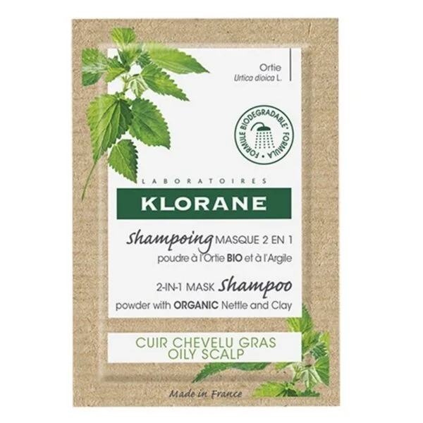 Klorane Champú-mascarilla in poeder bio met brandnetel, 8 zakjes x 3 g