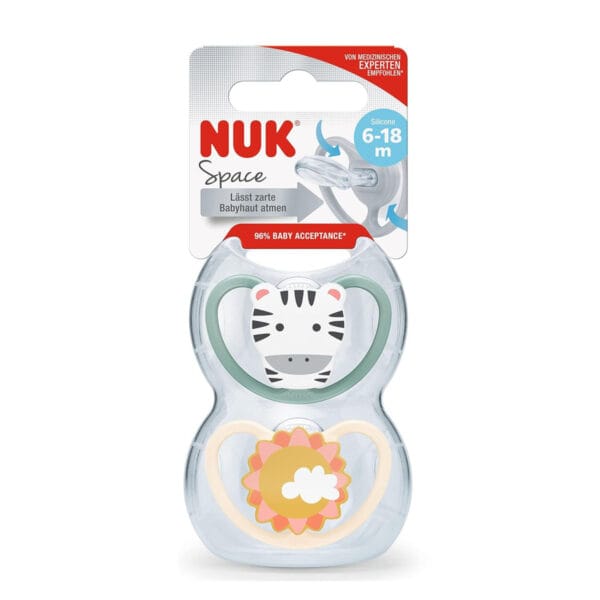 Silicone sut NUK Space 6-18 måneder blíster 2 enheder