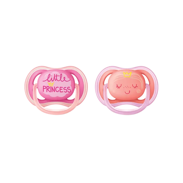 Ciuccio ortodontico in silicone Philips Avent Ultra Air Princess, adatto a bambini dai 6 ai 18 mesi