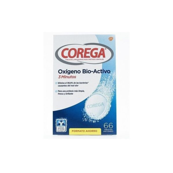 Corega Zuurstof Bio-Actief reiniging prothese dentale 3 minuten 66 tabletten