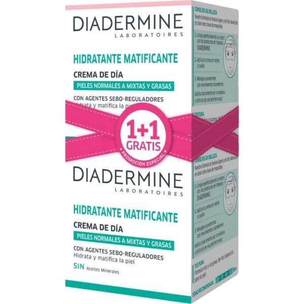 Diadermine Crema hidratante matificante de día para piel normal y mixta en lote