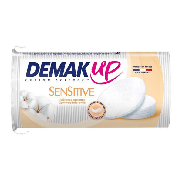 Dischi struccanti di cotone Sensitive per pelle sensibile, Demak’Up, 48 unità