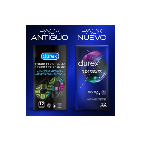 Durex Kondome Placer Prolongado Schachtel 12 Stück aus Latex mit Gleitmittel