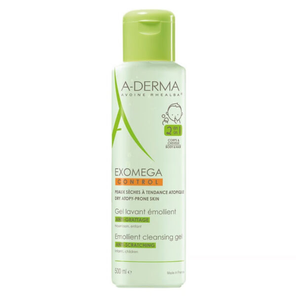 A-Derma Exomega Control Gel Emollient 2 in 1 atopische Haut Flasche 500 ml