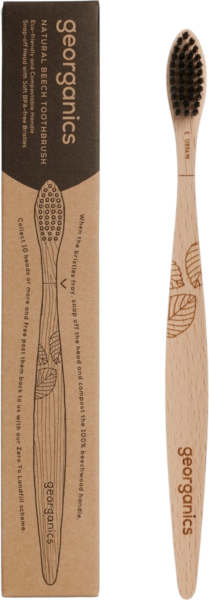 Georganics cepillo de dientes de madera de haya suave