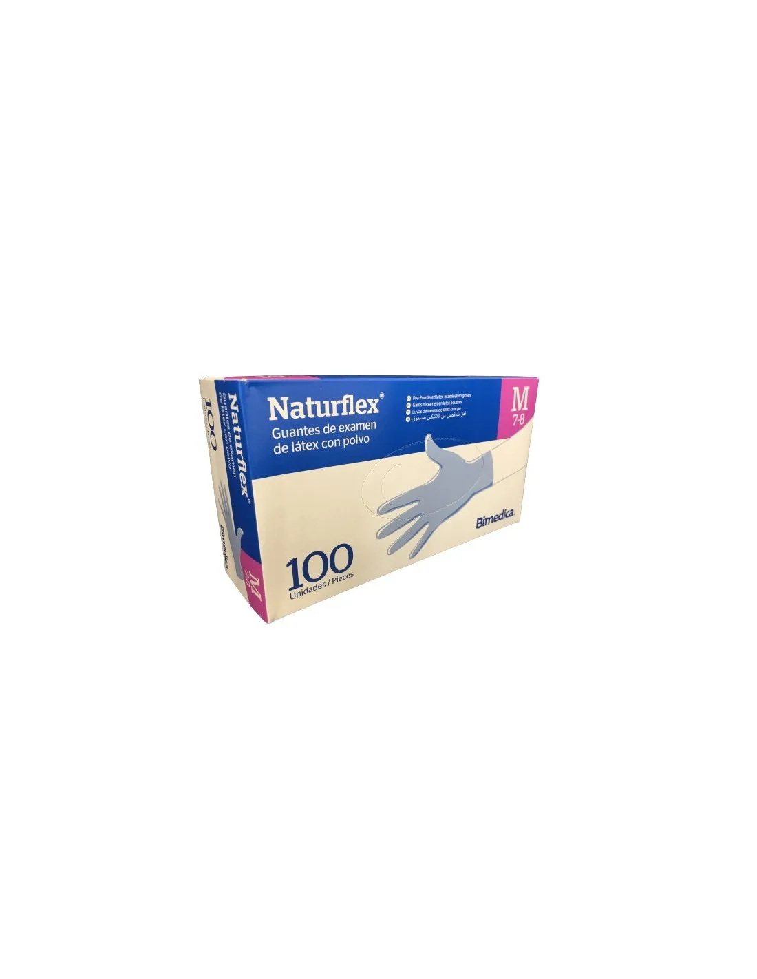 Rękawice lateksowe z pudrem Naturflex rozmiar M pudełko z 100 sztukami