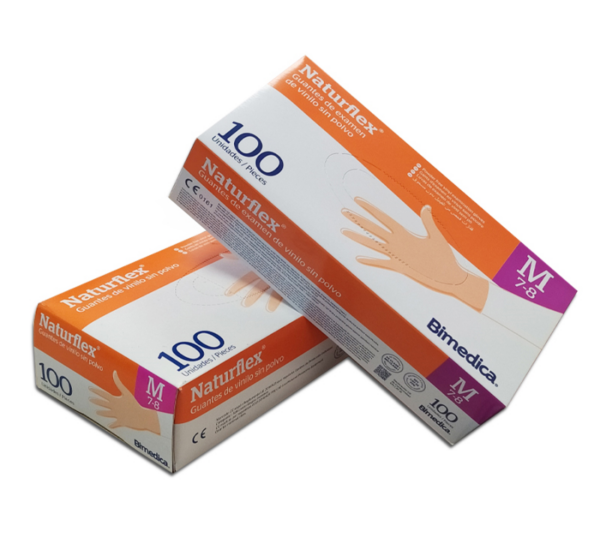Guantes desechables de vinilo sin polvo Naturflex talla L caja 100 unidades
