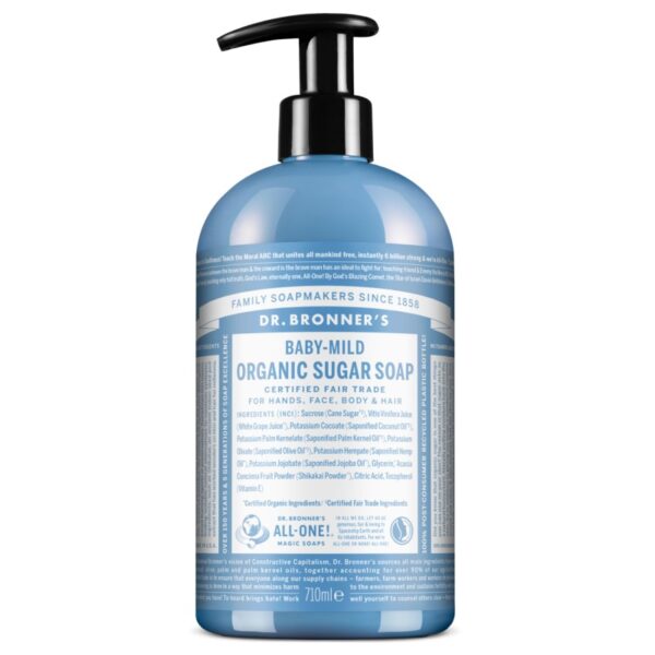 DR Bronners Jabón líquido de azúcar para bebés piel sensible sin perfume 355 ml