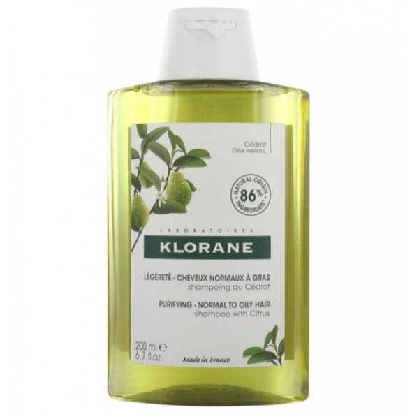 Klorane Shampoing à la pulpe de cidre cheveux normaux à gras 200 ml